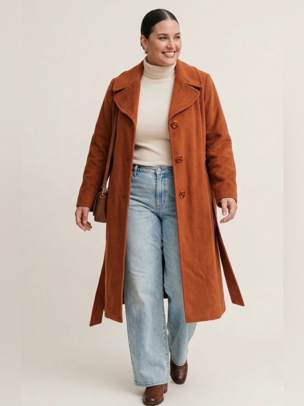 Ellen Tracy Wool Angora Blend Trench-coat Long Coat Size 20W